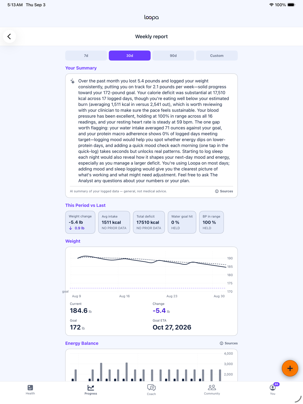 Loopa on iPad: the full weekly report on one page