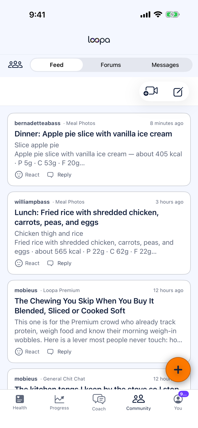 The Loopa community on iPhone
