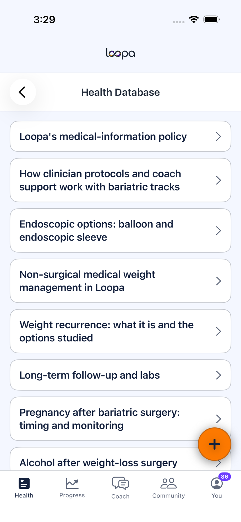 Loopa on iPhone: the in-app help and knowledge base