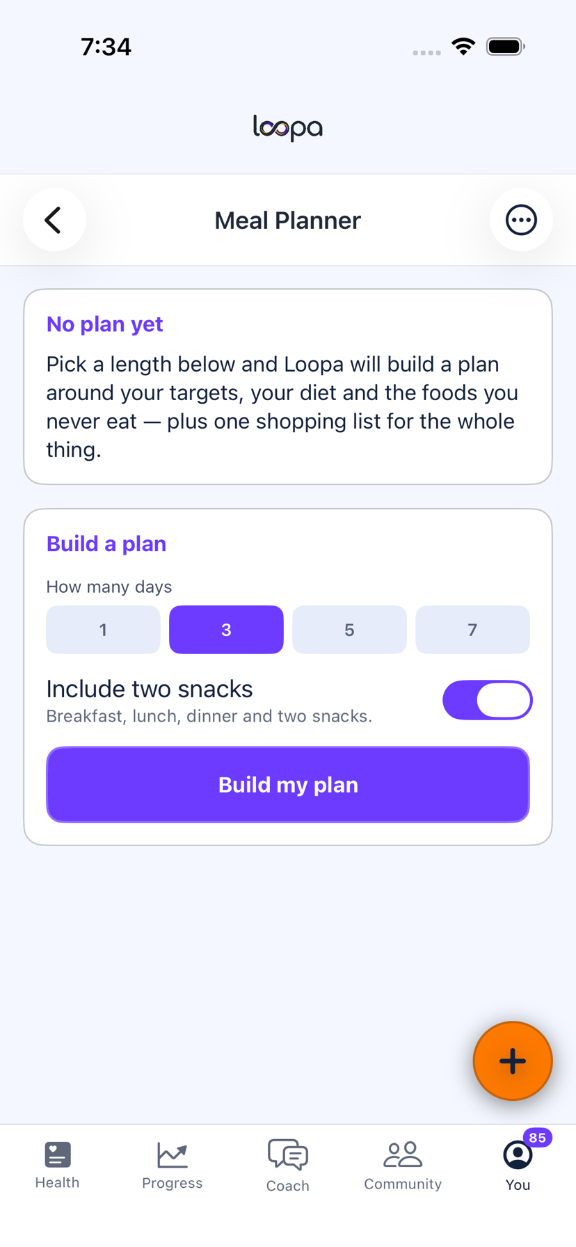 Loopa on iPhone: meal planner, eating out and your pantry