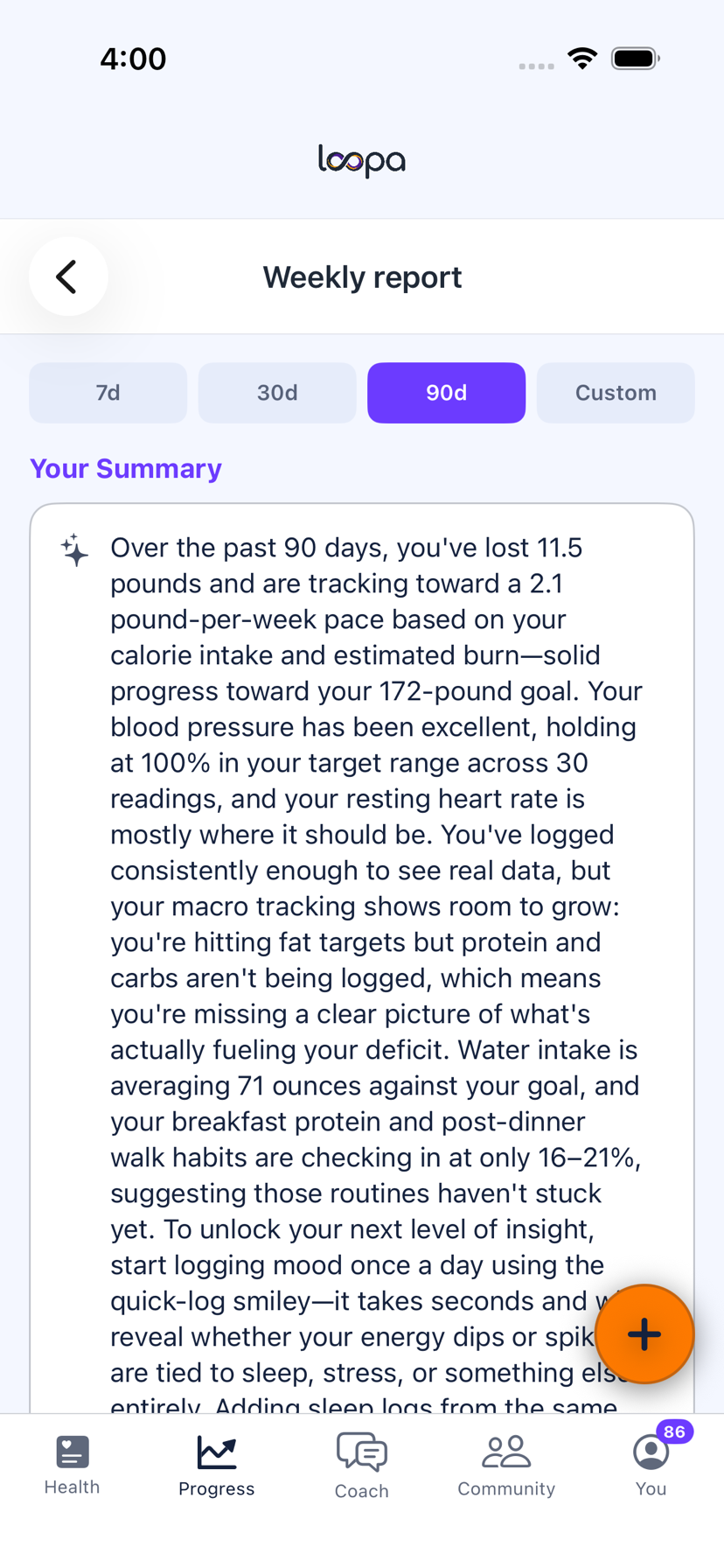 Loopa on iPhone: a plain-English summary of the last 30 days